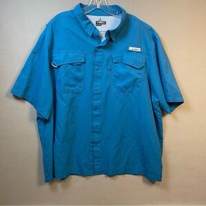 Habit Men’s XXL Button Down Fishing Shirt Teal vented